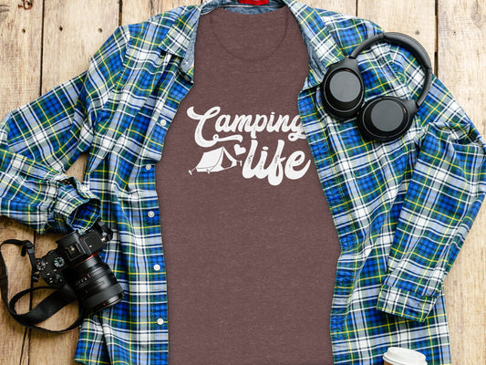Camping Is Life With Tent And Heart Design T-Shirt T-Shirt - Outdoor & Adventure Collection - Mile Marker 16 Gear by Cloud 16 Clothing Co.
