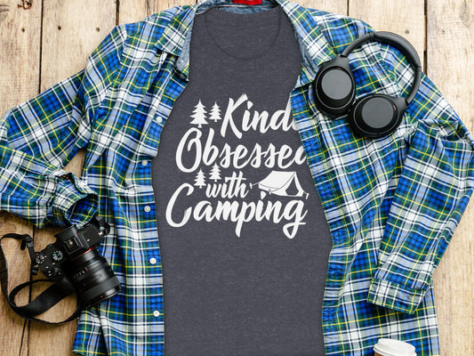 Kinda Obsessed With Camping Graphic Design T-Shirt T-Shirt - Outdoor & Adventure Collection - Mile Marker 16 Gear by Cloud 16 Clothing Co.