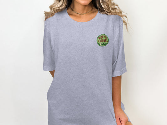 Scrappy Malone's Bar, Unique Design, Other Products, Bar Decor, Irish Theme, Lucky Clover Design, St Patricks Day Gift, Green, Circle T-Shirt - Scrappy Malone's Bar 100-Proof Humor - Cloud 16 Clothing Co.