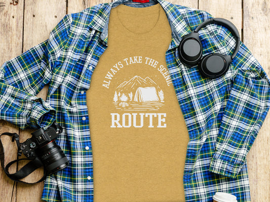Always Take The Scenic Route Camping Adventure T-Shirt T-Shirt - Outdoor & Adventure Collection - Mile Marker 16 Gear by Cloud 16 Clothing Co.