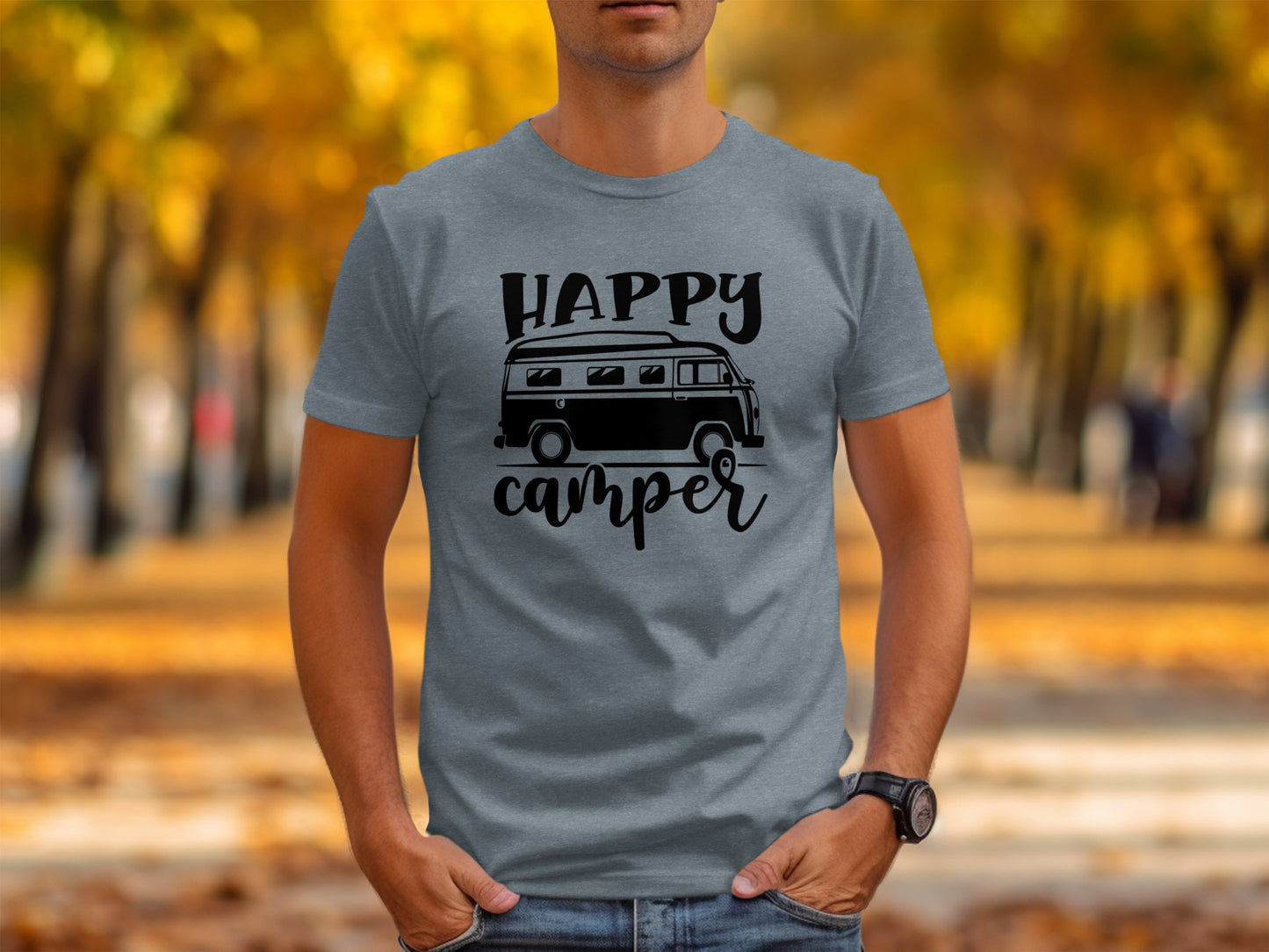 Happy Camper Volkswagen Van Road Trip Vacation T-Shirt T-Shirt - Outdoor & Adventure Collection - Mile Marker 16 Gear by Cloud 16 Clothing Co.