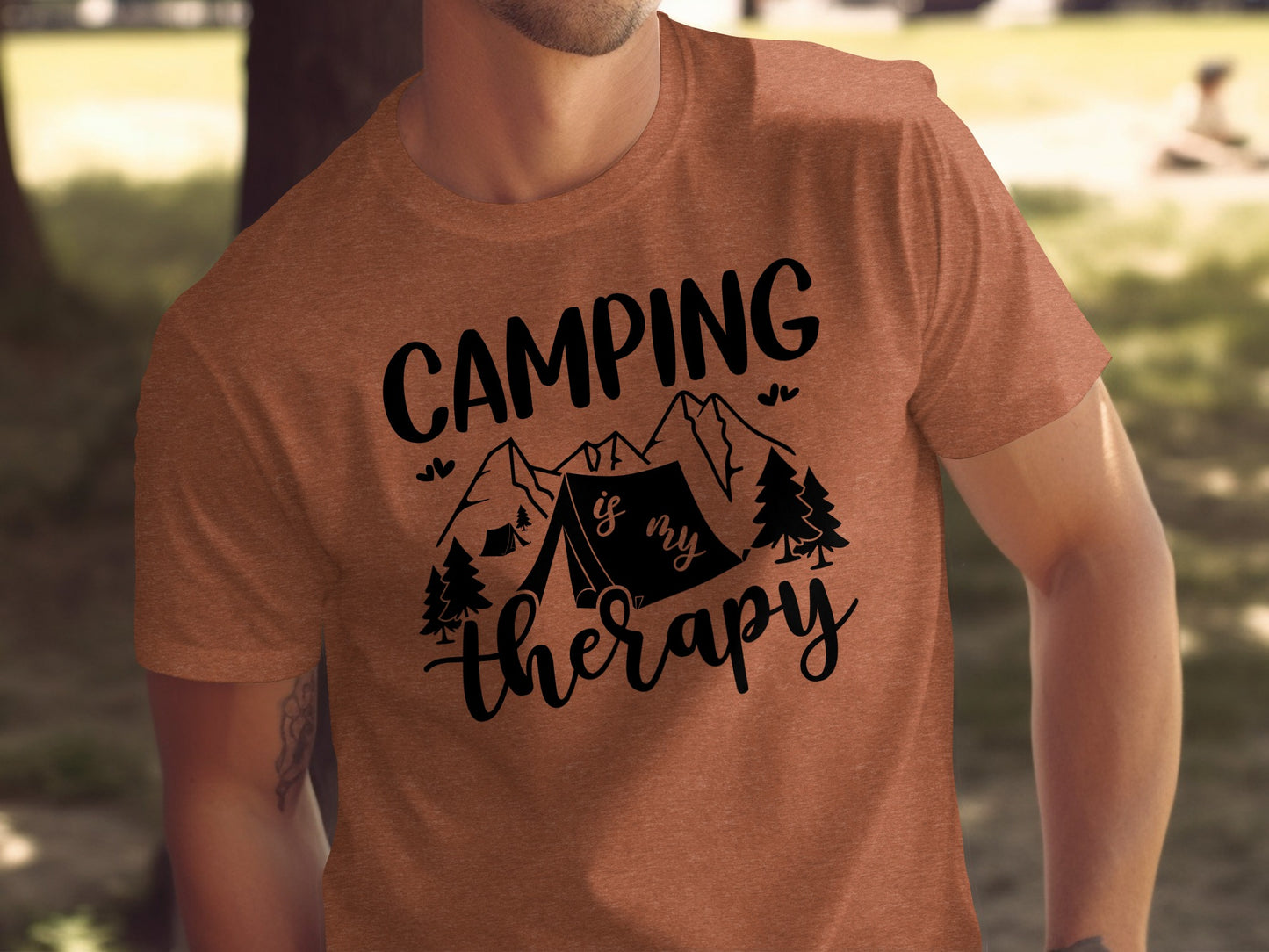 Camping Is My Therapy Mountain Design Graphic T-Shirt T-Shirt - Outdoor & Adventure Collection - Mile Marker 16 Gear by Cloud 16 Clothing Co.