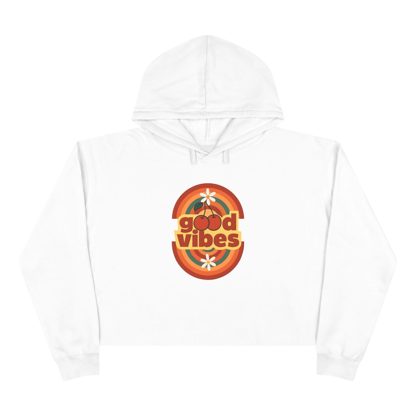 Good Vibes Crop Hoodie - Boho Festival Fashion for Women