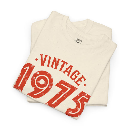 Vintage 1975 T-Shirt - Premium Unisex Heavy Cotton Retro Tee