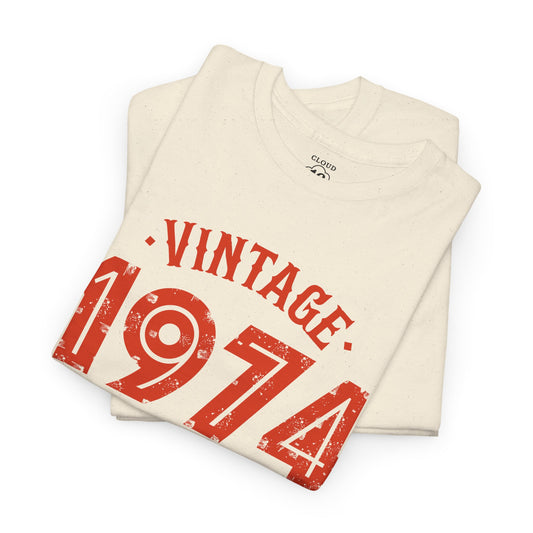 Vintage 1974 T-Shirt - Premium Unisex Heavy Cotton Retro Tee