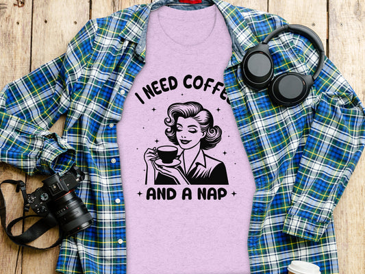 I Need Coffee and A Nap Graphic Tee Casual Shirt