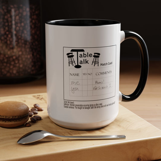Table Talk Mug — Coffee Cup with Logo & Match Card
