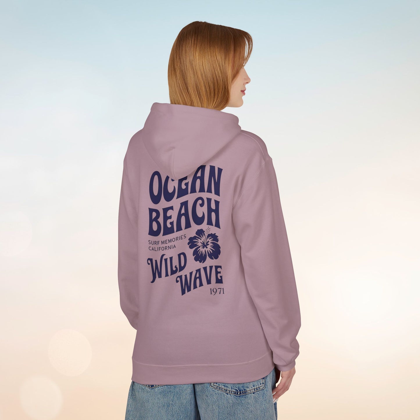 Ocean Beach Floral Hoodie - Surf-Inspired Unisex Fleece for Beach Lovers