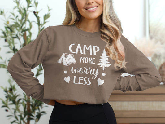 Camp More Worry Less Graphic Long Sleeve Shirt
