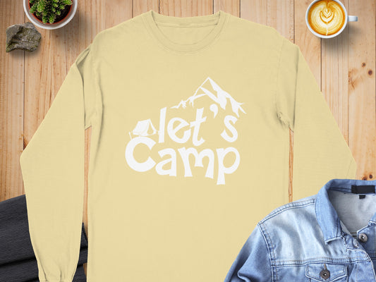 Let's Camp Design Long Sleeve Shirt Camping Theme