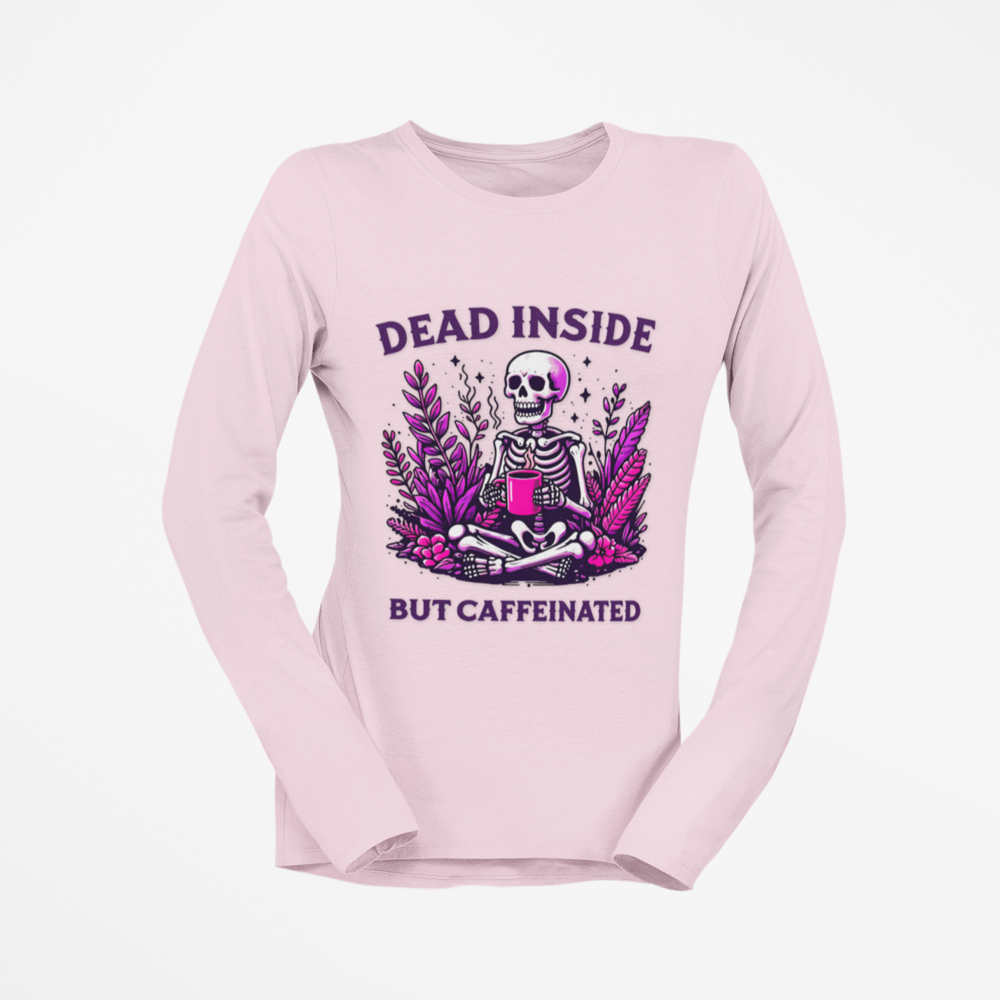 Skeleton Coffee Lover Long Sleeve Tee - Gothic Halloween Shirt