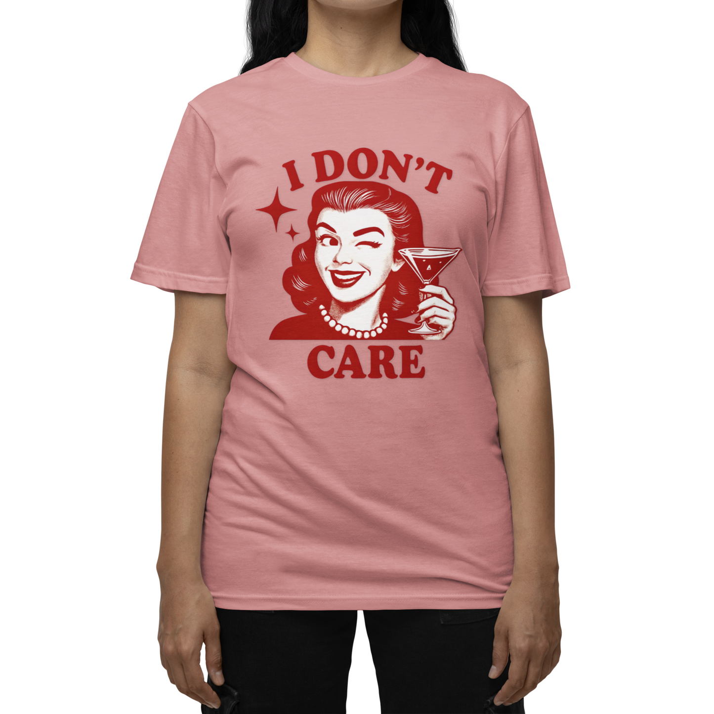 I Don't Care Retro Graphic Tee - Sassy Statement Shirt for Women & Men