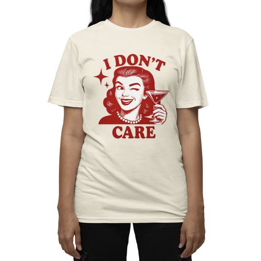 I Don't Care Retro Graphic Tee - Sassy Statement Shirt for Women & Men