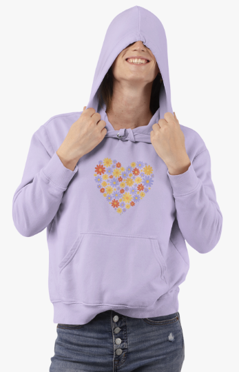 Floral Heart Hoodie - Female Cozy Hoodie | Perfect Gift for Any Occasion