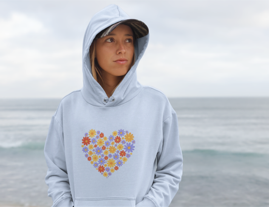 Floral Heart Hoodie - Female Cozy Hoodie | Perfect Gift for Any Occasion