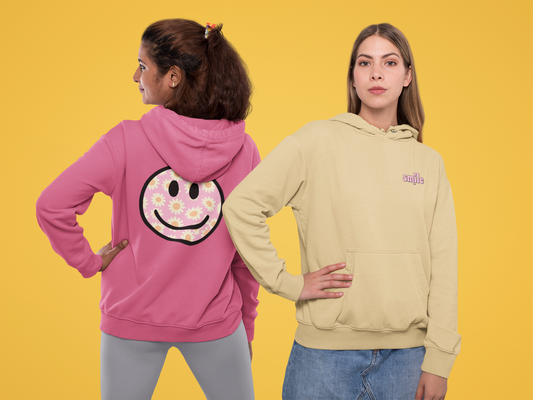 Smiley Flower Hoodie - Womens Fleece Hoodie
