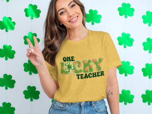 One Lucky Teacher Shamrock Graphic Tee