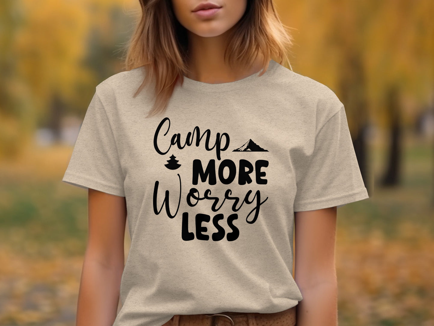 Camp More Worry Less Outdoor Adventure Graphic T-Shirt T-Shirt - Outdoor & Adventure Collection - Mile Marker 16 Gear by Cloud 16 Clothing Co.