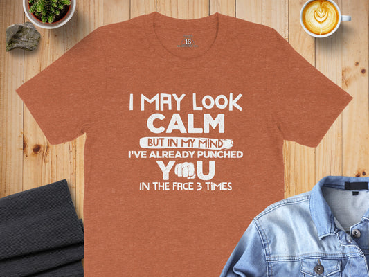 Funny 'I May Look Calm' Punch You Graphic T-shirt