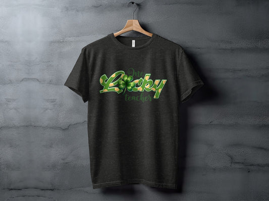 One Lucky Teacher Graphic Black Short-Sleeve Shirt