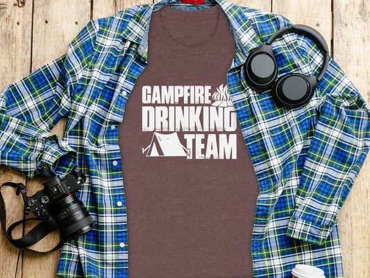 Campfire Drinking Team Tent Design Camping Adventure T-Shirt T-Shirt - Outdoor & Adventure Collection - Mile Marker 16 Gear by Cloud 16 Clothing Co.