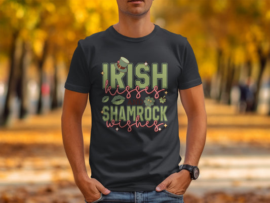 Irish Kisses And Shamrock Wishes Graphic T-Shirt