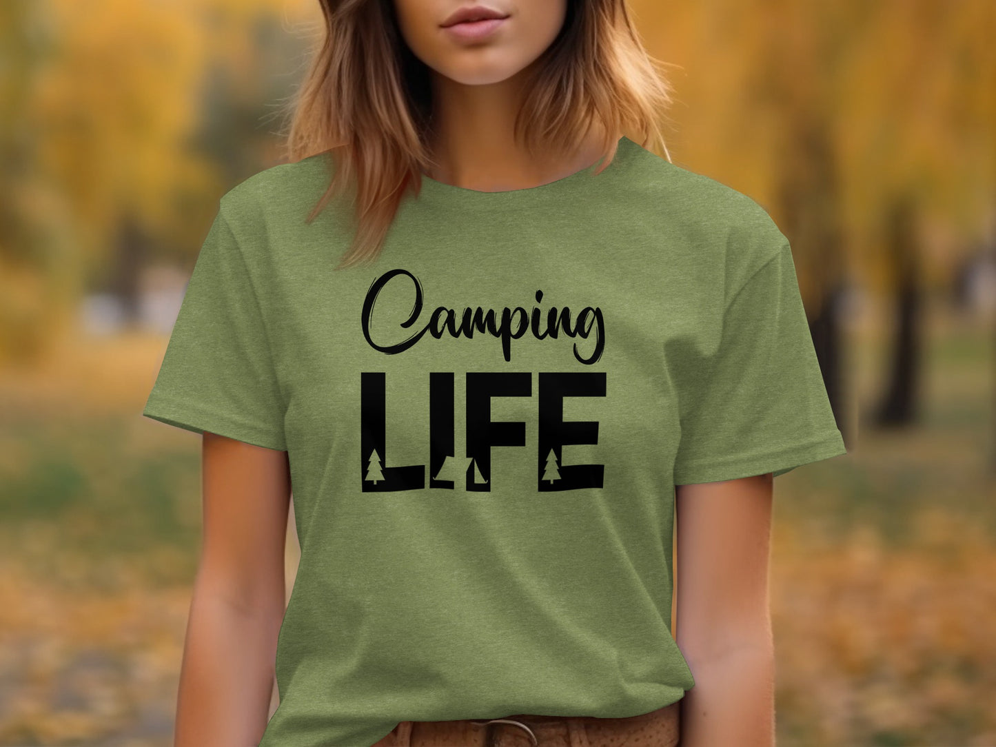 Camping Is Life With Trees And Tent Adventure T-Shirt T-Shirt - Outdoor & Adventure Collection - Mile Marker 16 Gear by Cloud 16 Clothing Co.