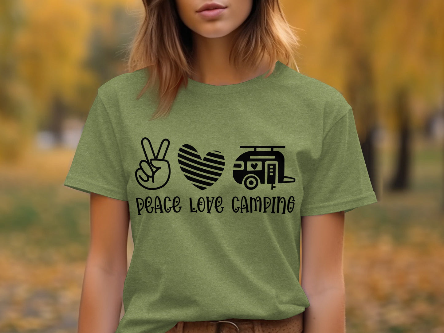 Peace Love Camping Symbol Design Graphic Novelty T-Shirt T-Shirt - Outdoor & Adventure Collection - Mile Marker 16 Gear by Cloud 16 Clothing Co.