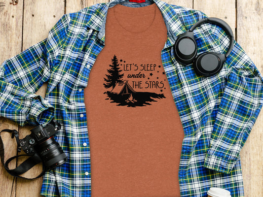 Let's Sleep Under The Stars Adventure Camping T-Shirt T-Shirt - Outdoor & Adventure Collection - Mile Marker 16 Gear by Cloud 16 Clothing Co.