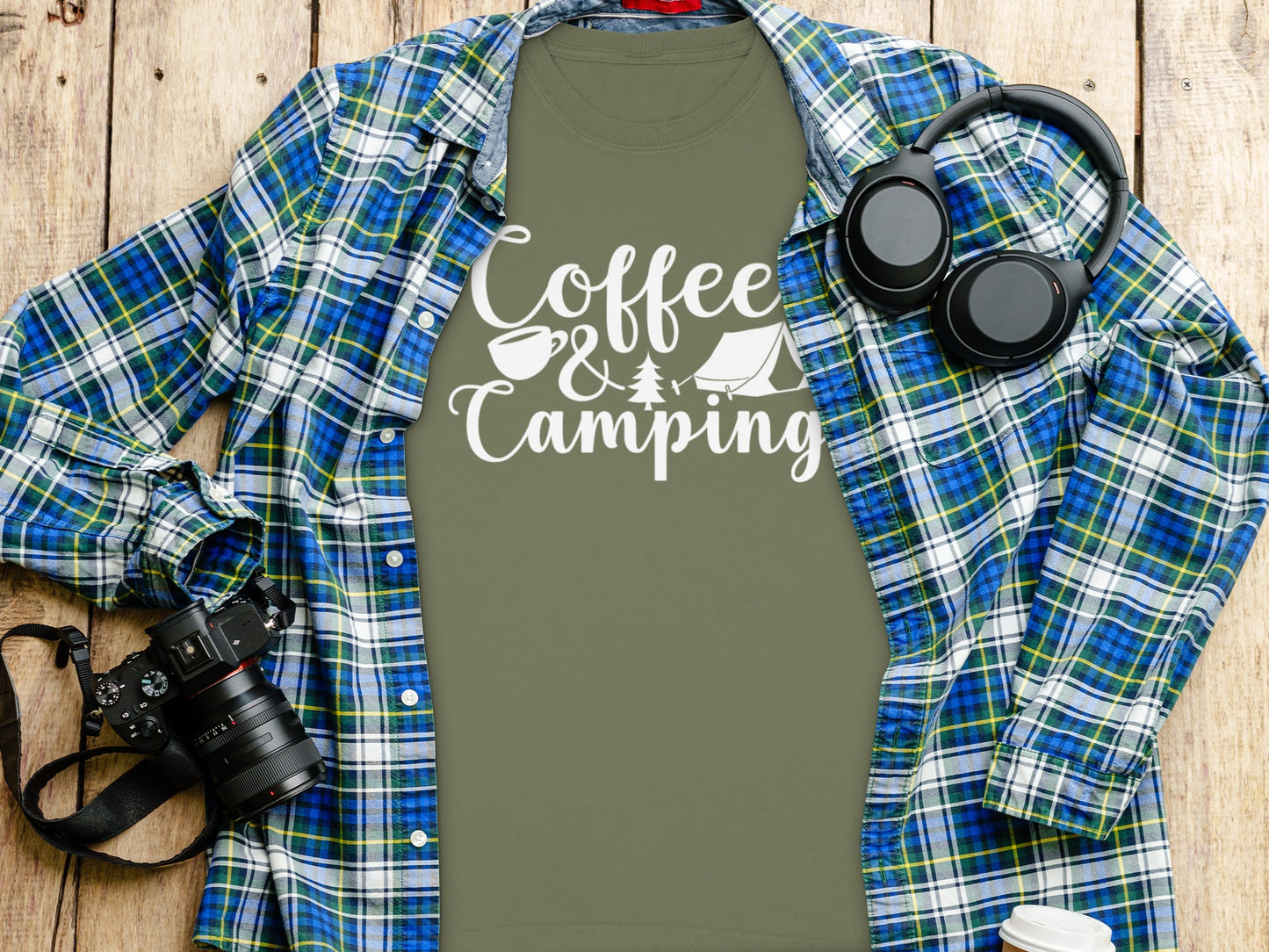 Coffee and Camping Adventure Design Long Sleeve T-Shirt Long Sleeve Tee - Outdoor & Adventure Collection - Mile Marker 16 Gear by Cloud 16 Clothing Co.