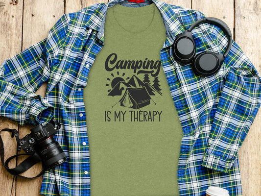 Camping Is My Therapy Nature Lover Outdoor Camping T-Shirt T-Shirt - Outdoor & Adventure Collection - Mile Marker 16 Gear by Cloud 16 Clothing Co.