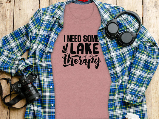 I Need Some Lake Therapy Relaxing Lake Scene T-Shirt T-Shirt - Outdoor & Adventure Collection - Mile Marker 16 Gear by Cloud 16 Clothing Co.