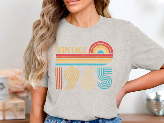 Vintage 1965 Rainbow Stripes Graphic T-Shirt
