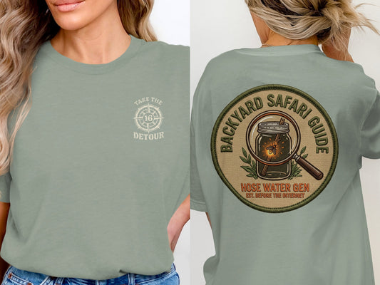 T-shirt with "Take the Detour 16" on front and safari graphic on back.