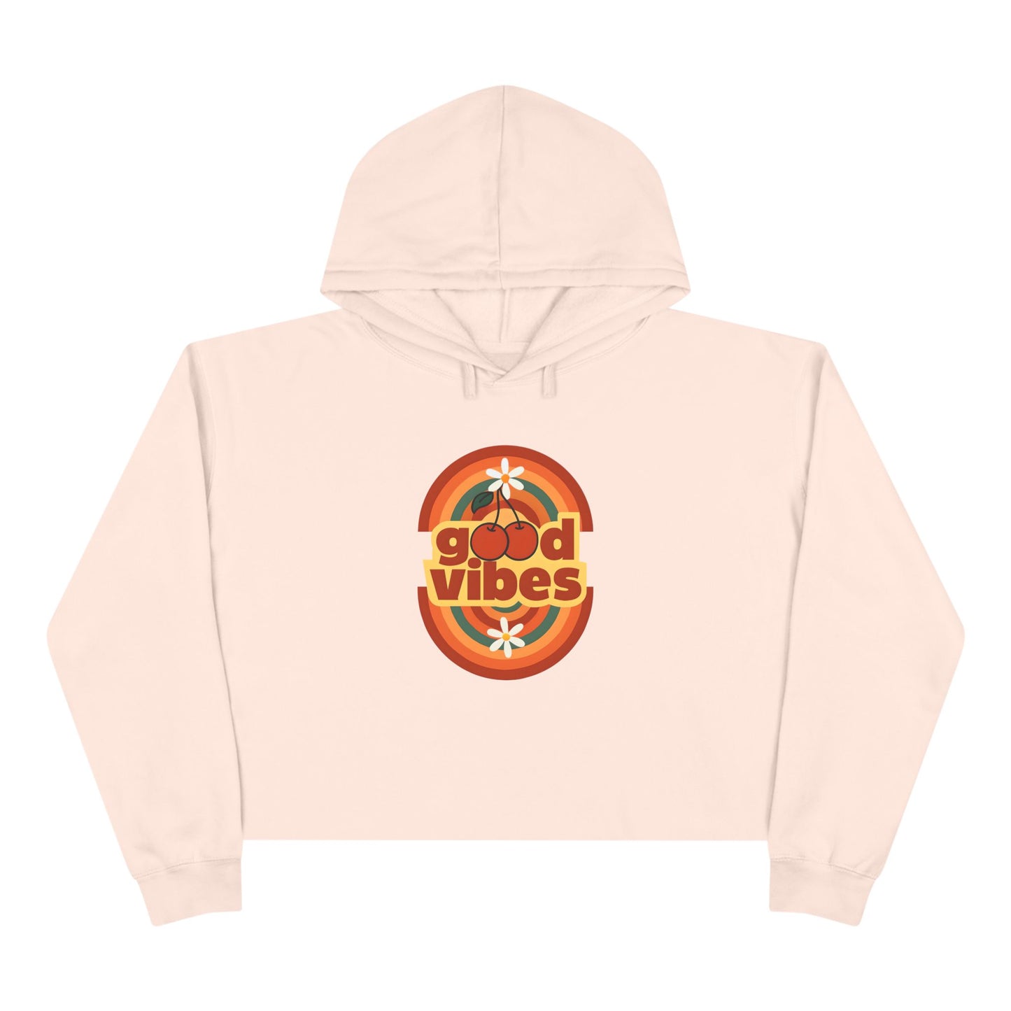 Good Vibes Crop Hoodie - Boho Festival Fashion for Women