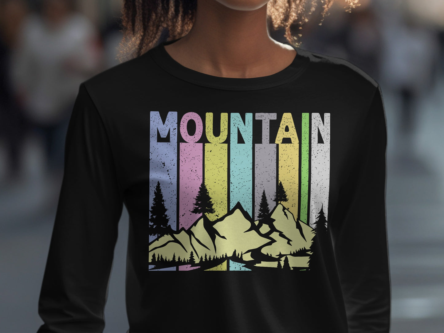Mountain Landscape Graphic Long Sleeve Shirt