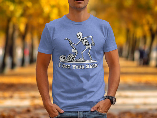 I Got Your Back Skeleton Themed Graphic Shirt