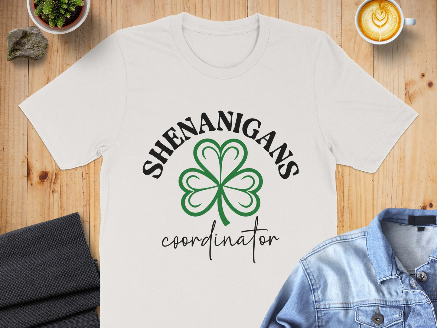 Shenanigans Coordinator Four-Leaf Clover Design Tee