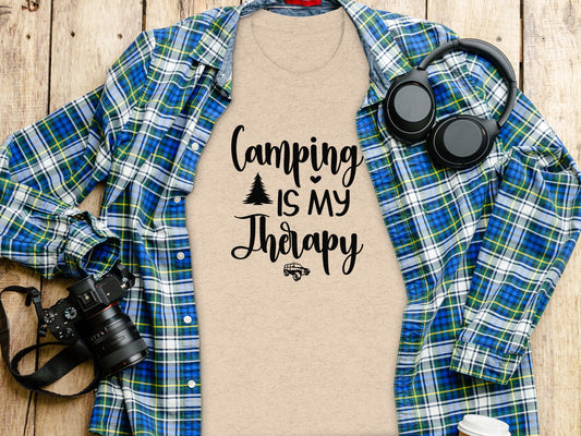 Camping Is My Therapy Vacation Trip Fun Outdoors T-Shirt T-Shirt - Outdoor & Adventure Collection - Mile Marker 16 Gear by Cloud 16 Clothing Co.