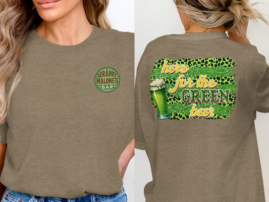 Scrappy Malone's Bar, Irish Pub Design, Clover Shamrock Graphic, Vintage Style Sign, Retro Bar Logo, Gift Idea, St Patrick's Day T-Shirt - Scrappy Malone's Bar 100-Proof Humor - Cloud 16 Clothing Co.