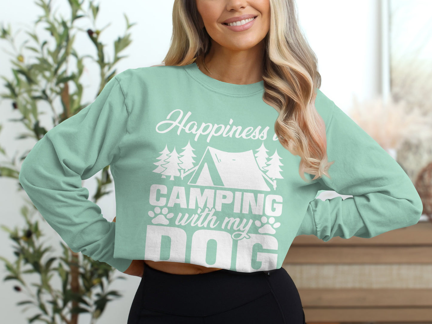 Happiness is Camping with My Dog Long Sleeve Shirt