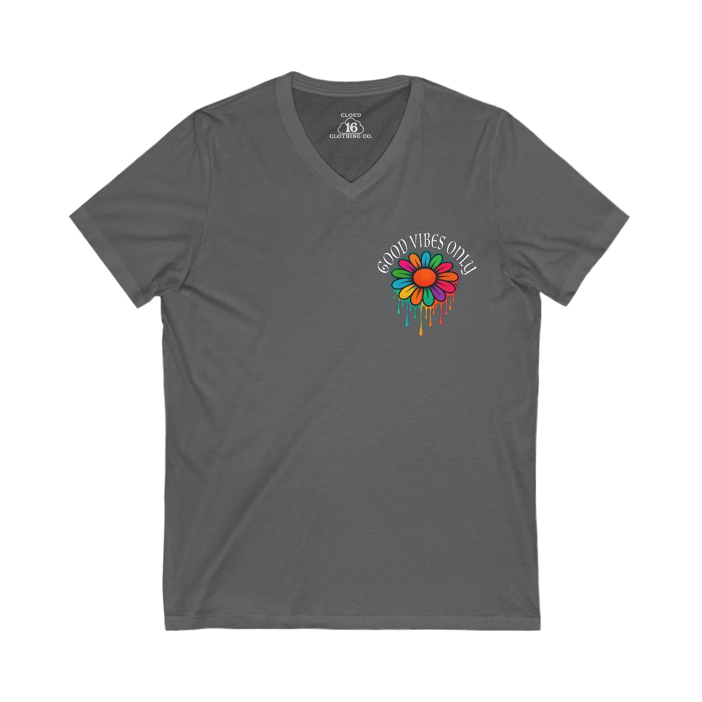 Good Vibes Only V-Neck Tee - Unisex Summer Festival Shirt