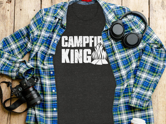 Campfire King Flames Graphic Outdoors Adventure T-Shirt T-Shirt - Outdoor & Adventure Collection - Mile Marker 16 Gear by Cloud 16 Clothing Co.