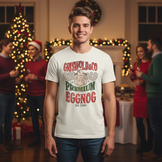 Griswold & Co. Premium Eggnog Christmas T-Shirt - Vintage Holiday Graphic Tee