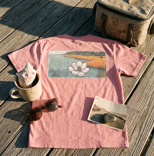 Puka Luna - Magnolia Flower River Nature Scene T-Shirt