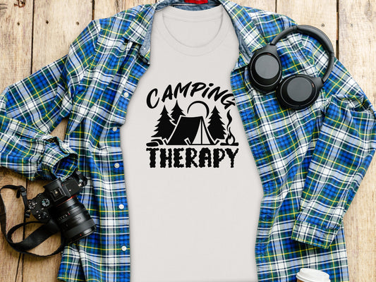 Camping Therapy Nature Adventure Outdoor Camping T-Shirt T-Shirt - Outdoor & Adventure Collection - Mile Marker 16 Gear by Cloud 16 Clothing Co.