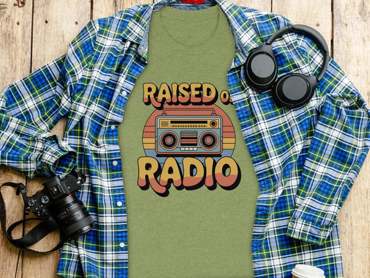 Raised On Radio Graphic Tee Shirt Retro 80s Vintage Style
