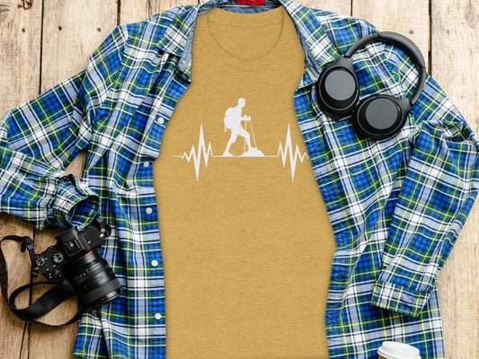 Hiking Heartbeat Outdoors Graphic Design Print T-Shirt T-Shirt - Outdoor & Adventure Collection - Mile Marker 16 Gear by Cloud 16 Clothing Co.