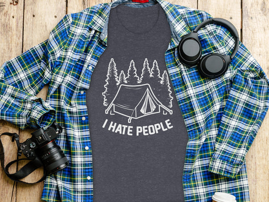 Introvert Camping Vacation Nature Tent and Hate People T-Shirt T-Shirt - Outdoor & Adventure Collection - Mile Marker 16 Gear by Cloud 16 Clothing Co.