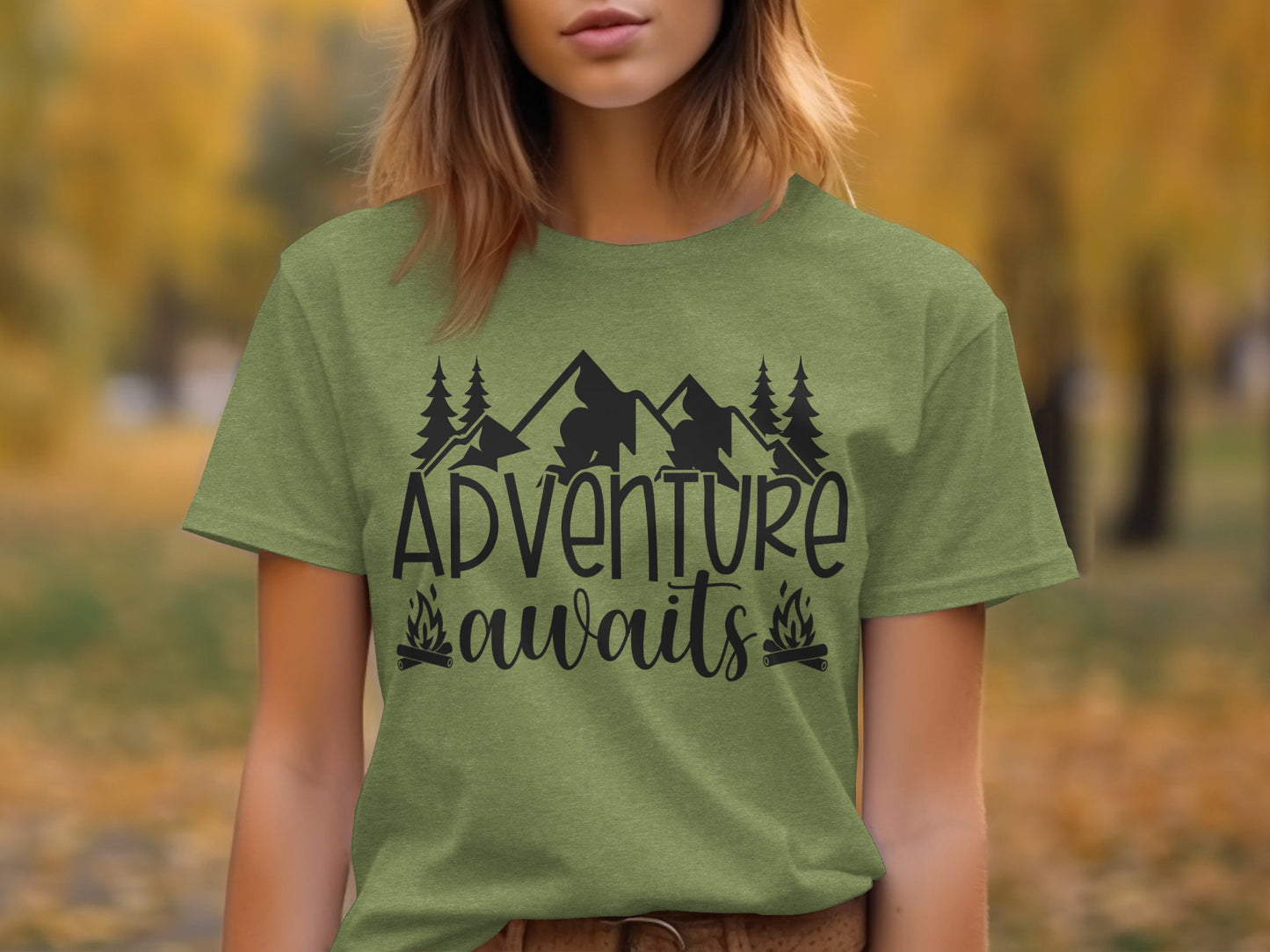 Adventure Awaits with Mountains and Campfires T-Shirt T-Shirt - Outdoor & Adventure Collection - Mile Marker 16 Gear by Cloud 16 Clothing Co.